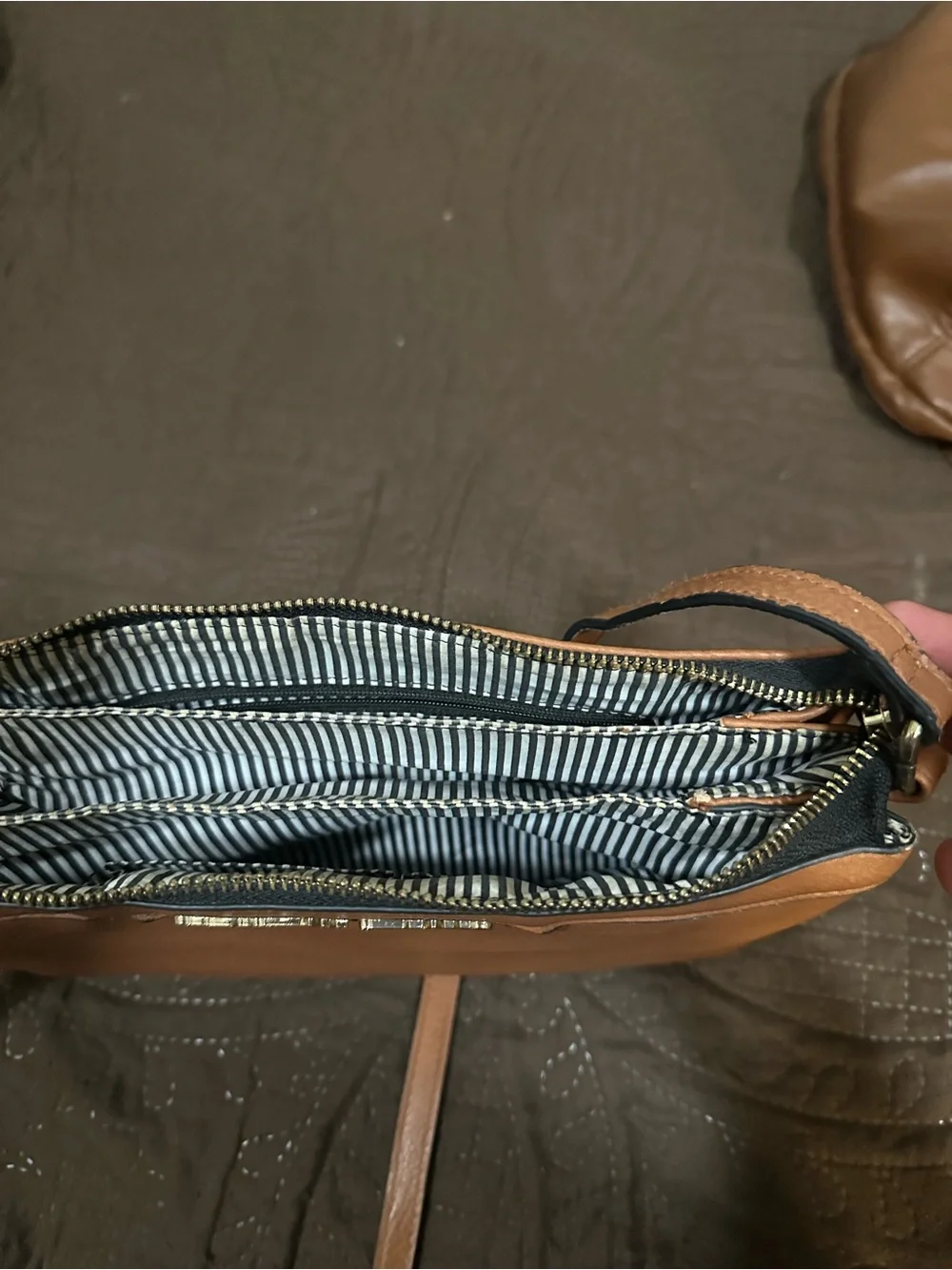 Chaps Brown Pebbled Leather Crossbody Bag
